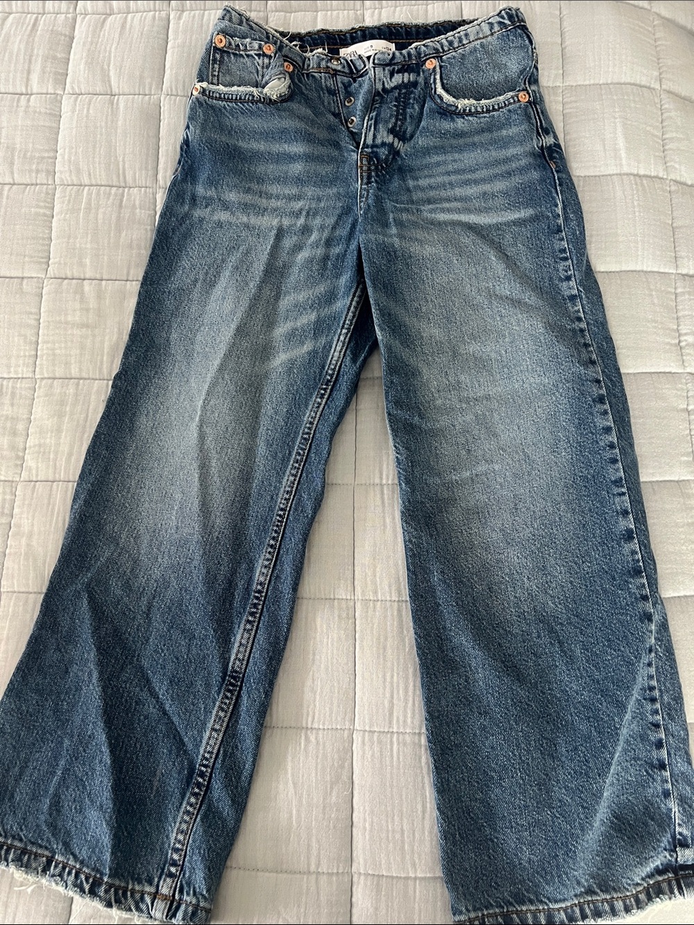 Zara Kids Wide-Leg Jeans in Faded Blue Denim